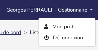 Accès au profil et à la déconnexion